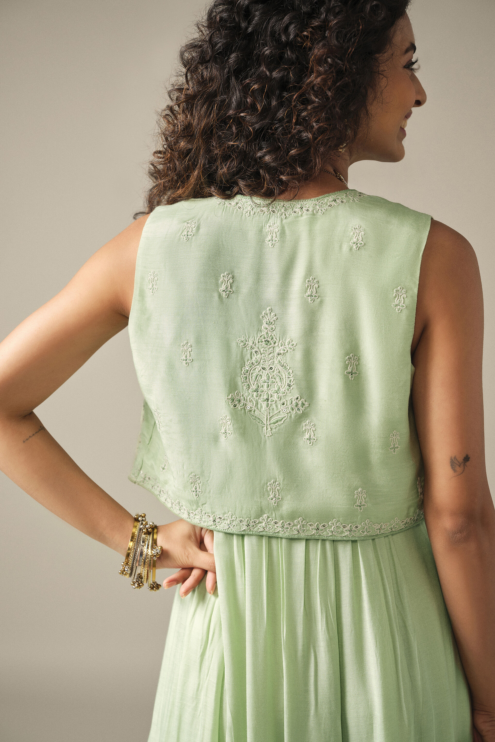 Solid Maxi Jacket Set in Mint, Mint, image 5